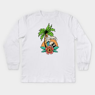 Summer, Palm, and Skull Kids Long Sleeve T-Shirt